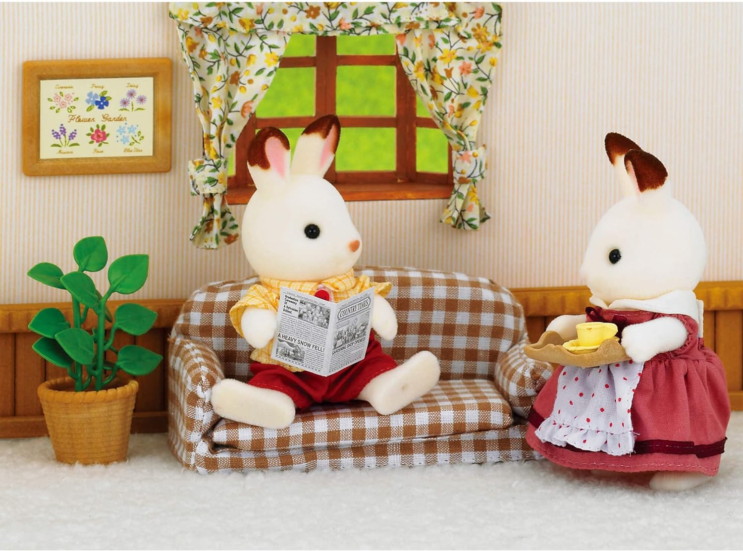 Chocolate Rabbit Father Set  (Settee) Sylvanian Families