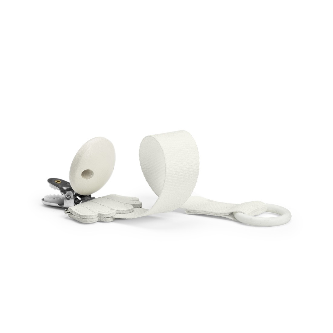 Pacifier Clip Wood Vanilla White Elodie