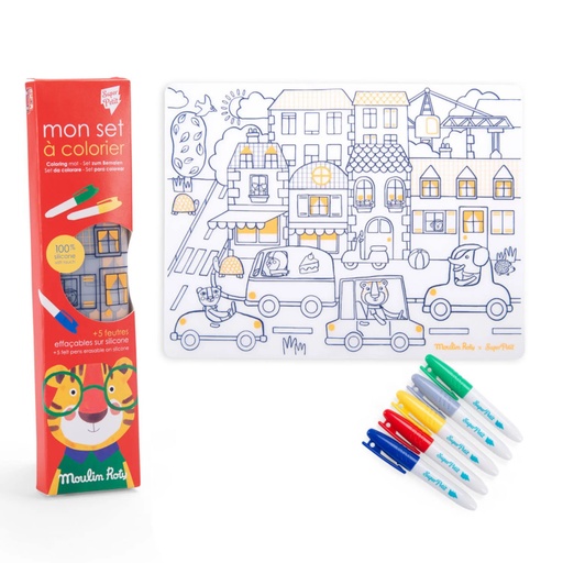Mantel Para Colorear + 5 Rotuladores Popipop Moulin Roty