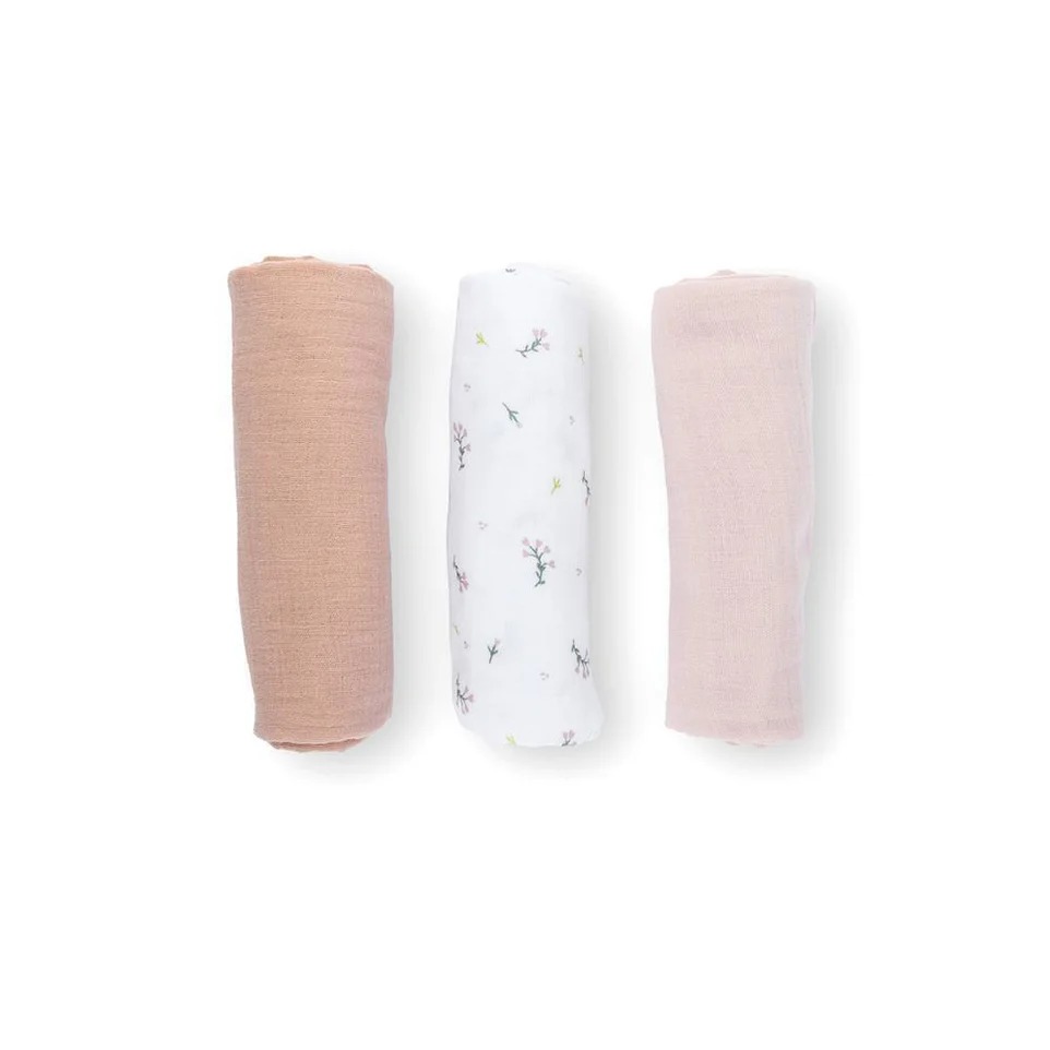 Pack x 3 Sabanitas Muselinas Lovely Flower Pink Doomoo