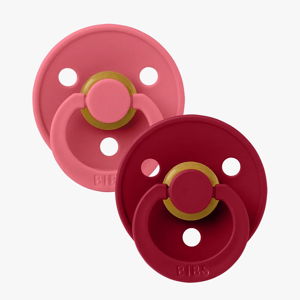 Colour 2 Pack Latex Size 1 Coral/Ruby Bibs