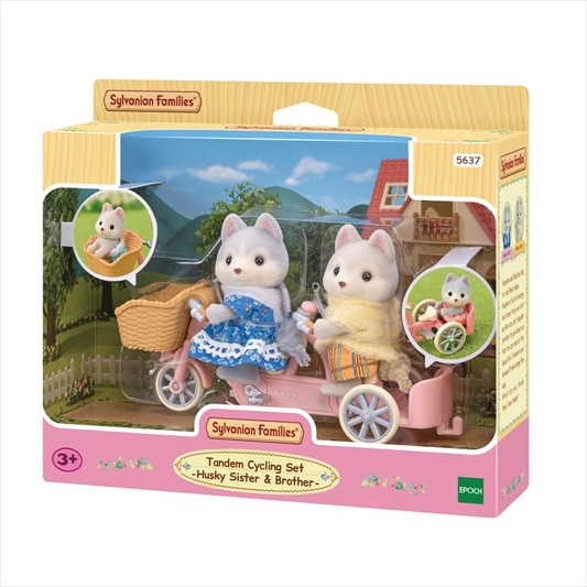 Tandem Cycling husky sister & brother Sylvanian Families
