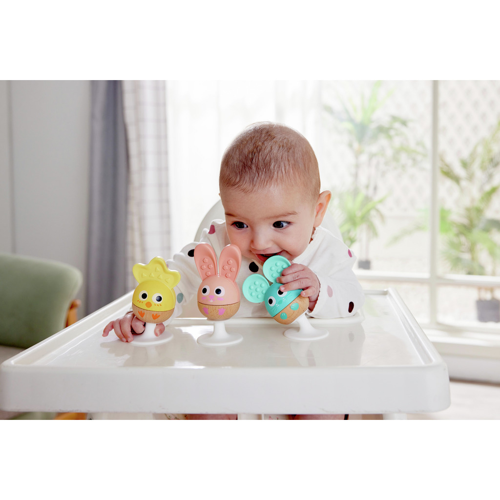 Set 3 Sonajero Mordillo Ventosa - Granja pastel Hape