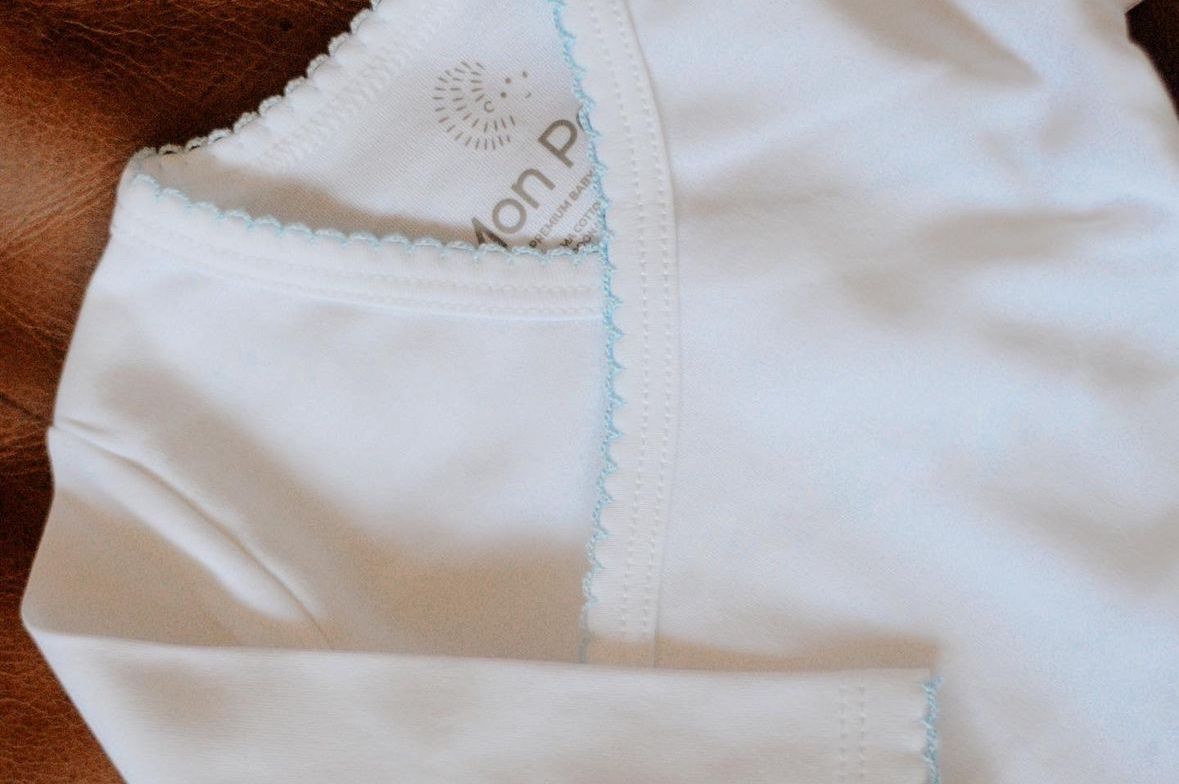 Body PIMA cruzado blanco c celeste Mon Petit