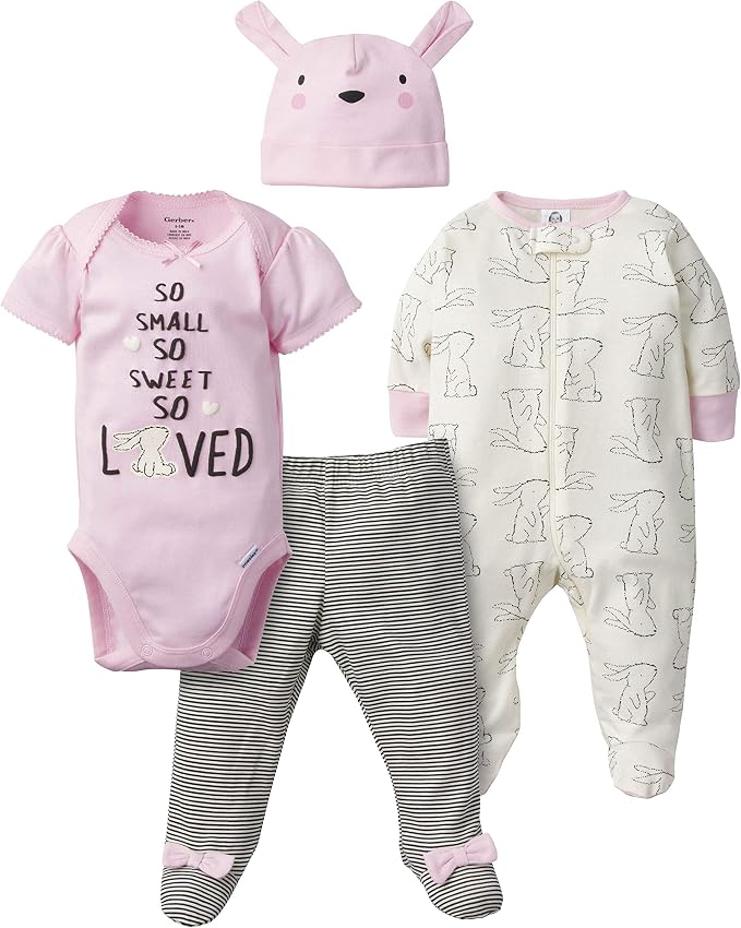 Set 4 piezas rosa conejito Gerber