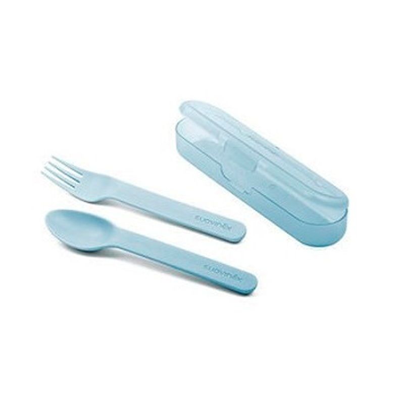 Set Cuchara + Tenedor + Estuche +12M Celeste Suavinex