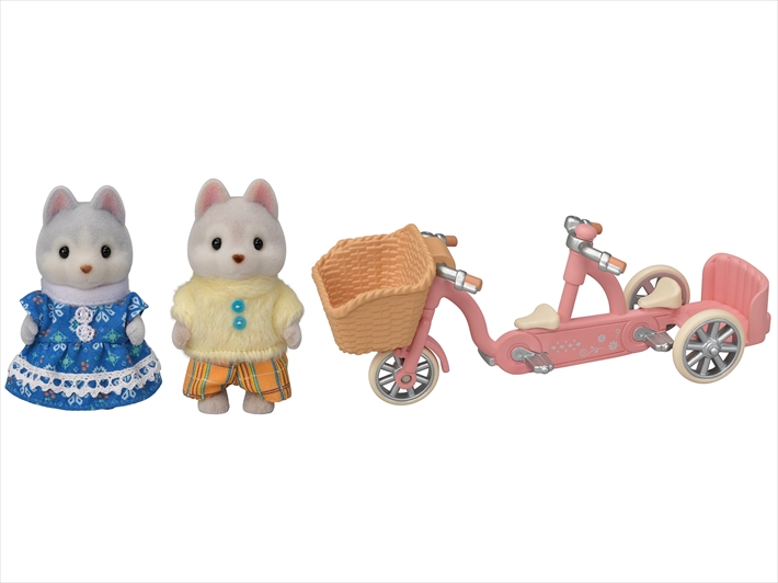 Tandem Cycling husky sister & brother Sylvanian Families