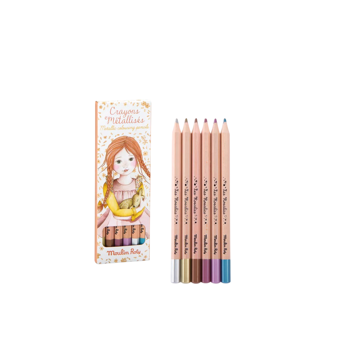 6 Lapices De Colores Metalizados Rosalies Moulin Roty